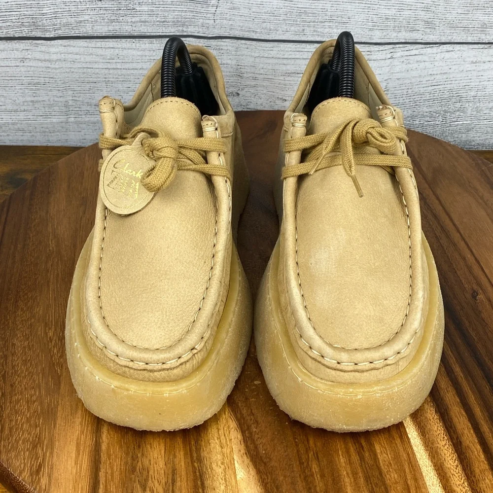 Clarks X Zara Collaboration Nubuck Leather Sandy Brown Platform Wallaby Size 9.5